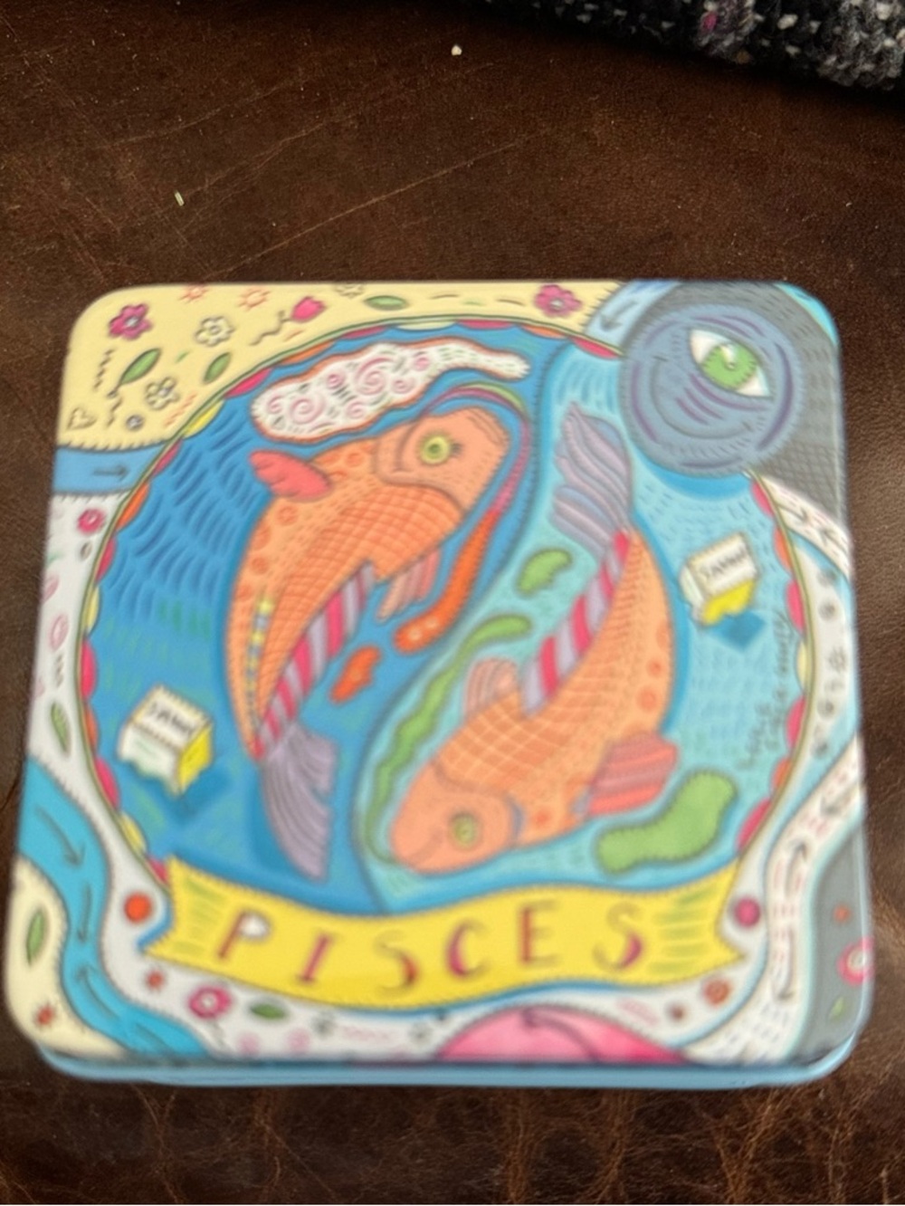 Small metal tin soap box - pisces artwork